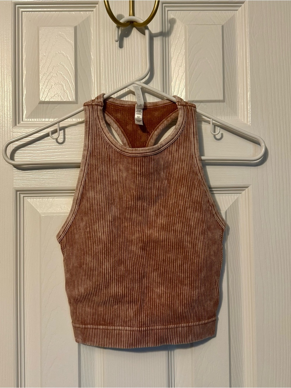 S/M Ribbed Crop Tank Top Padded - Brown